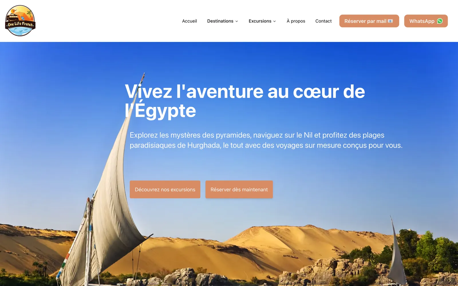 Accueil Hurghada One Life French : voilier sur le Nil