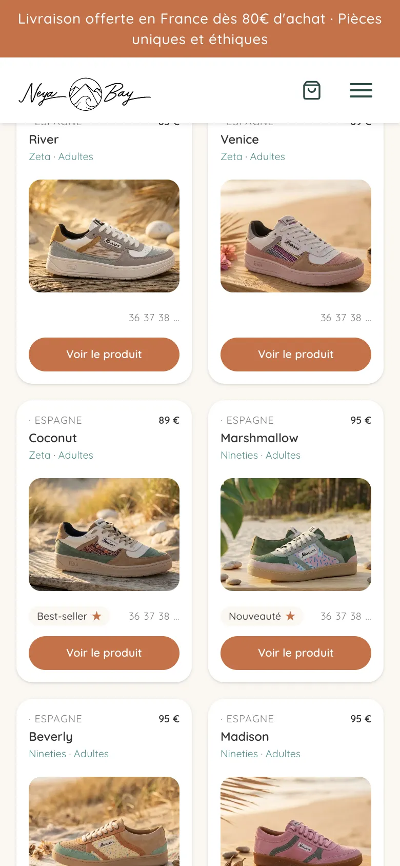 Catalogue Neya Bay sur mobile